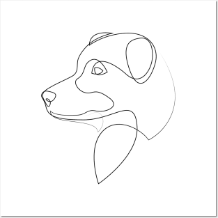 Australian Shepherd 2 - one line drawing Posters and Art